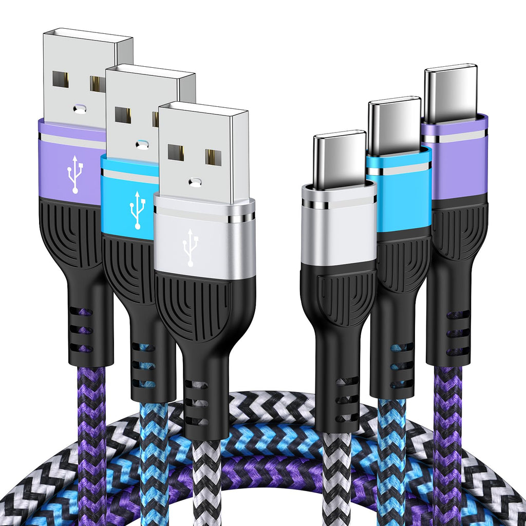 iPhone 16 Pro Max USB to USB C Charger Cable Fast Charging Cord for iPhone 16 Pro/15 Pro Max/Plus3Pack 6FT USB C Phone Charger Braided Cord for Samsung Galaxy S24 FE/Ultra/S23/S22/S21/A16/A35/A55/A15