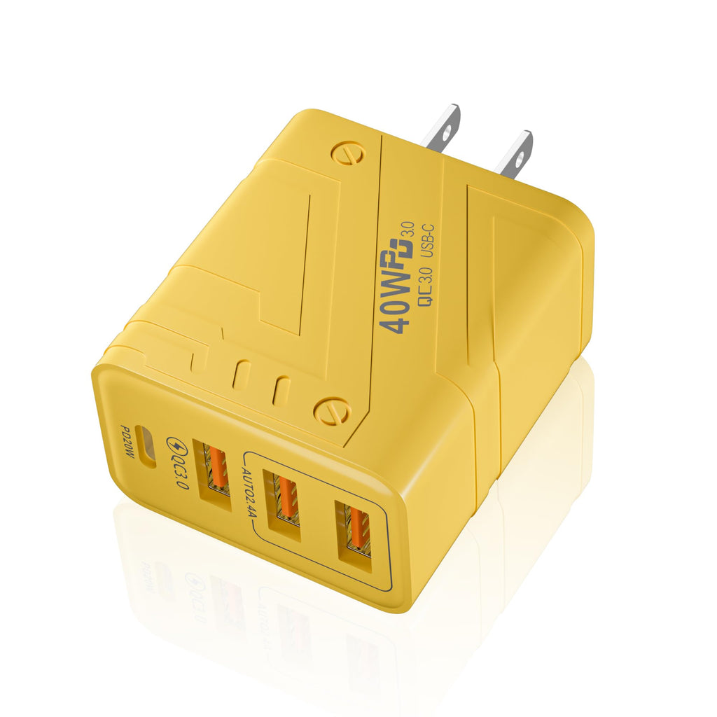 HATMINI 40W 4 Port USB C Fast Charging BlockDual USB A Port+QC3.0+PD Power Adapter Wall Plug Multiport Type C Charger Brick