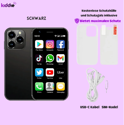 Kiddie Smartphone Mini XS15 – Compact 3" Android Kids Phone, Dual SIM, Wi-Fi