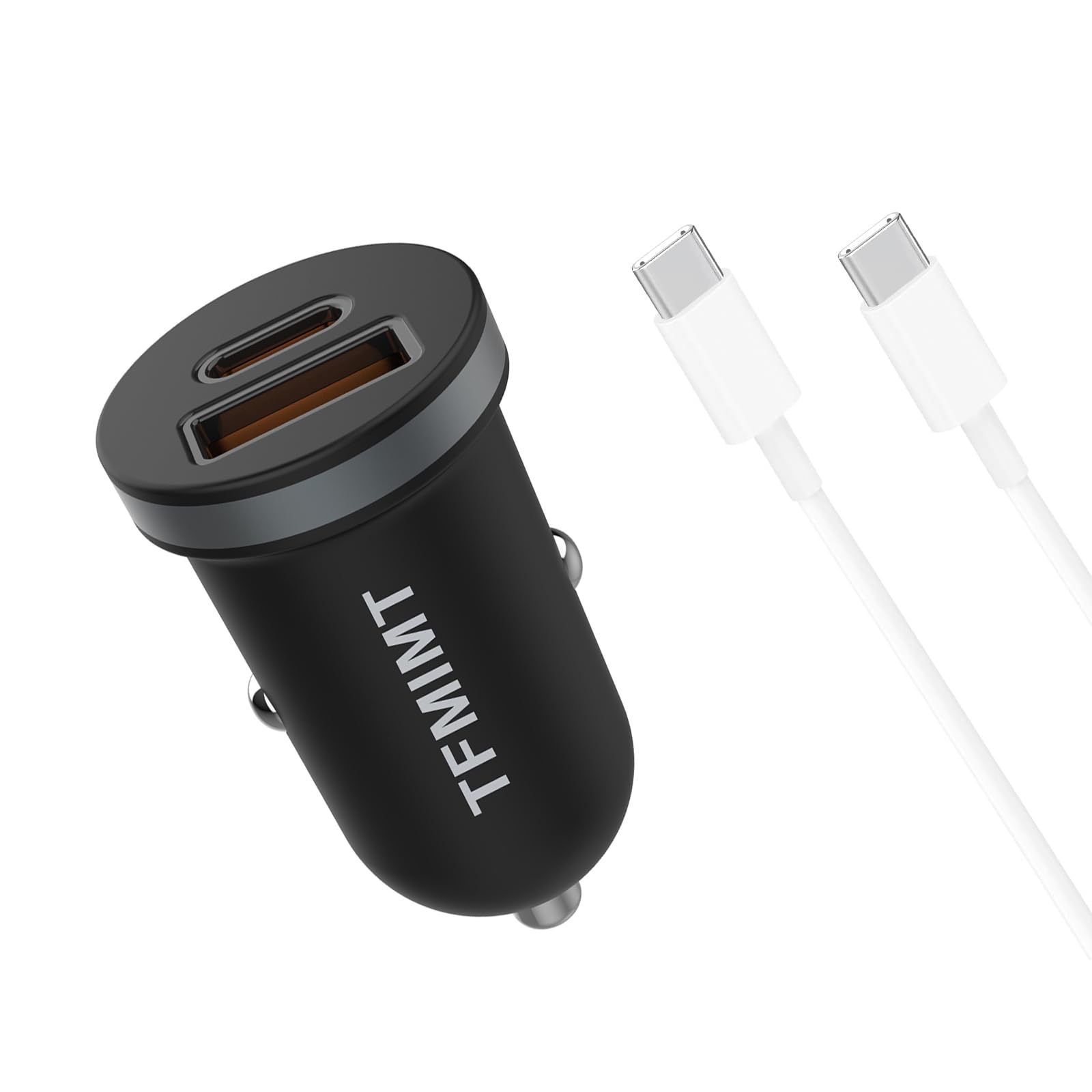 Car Charger 30W USBQC3.0+PD USB C Car Charger Car Phone Charger with 1m Charging Cable Cigarette Lighter USB Charger Compatible with PhonesTablets and Other Devices