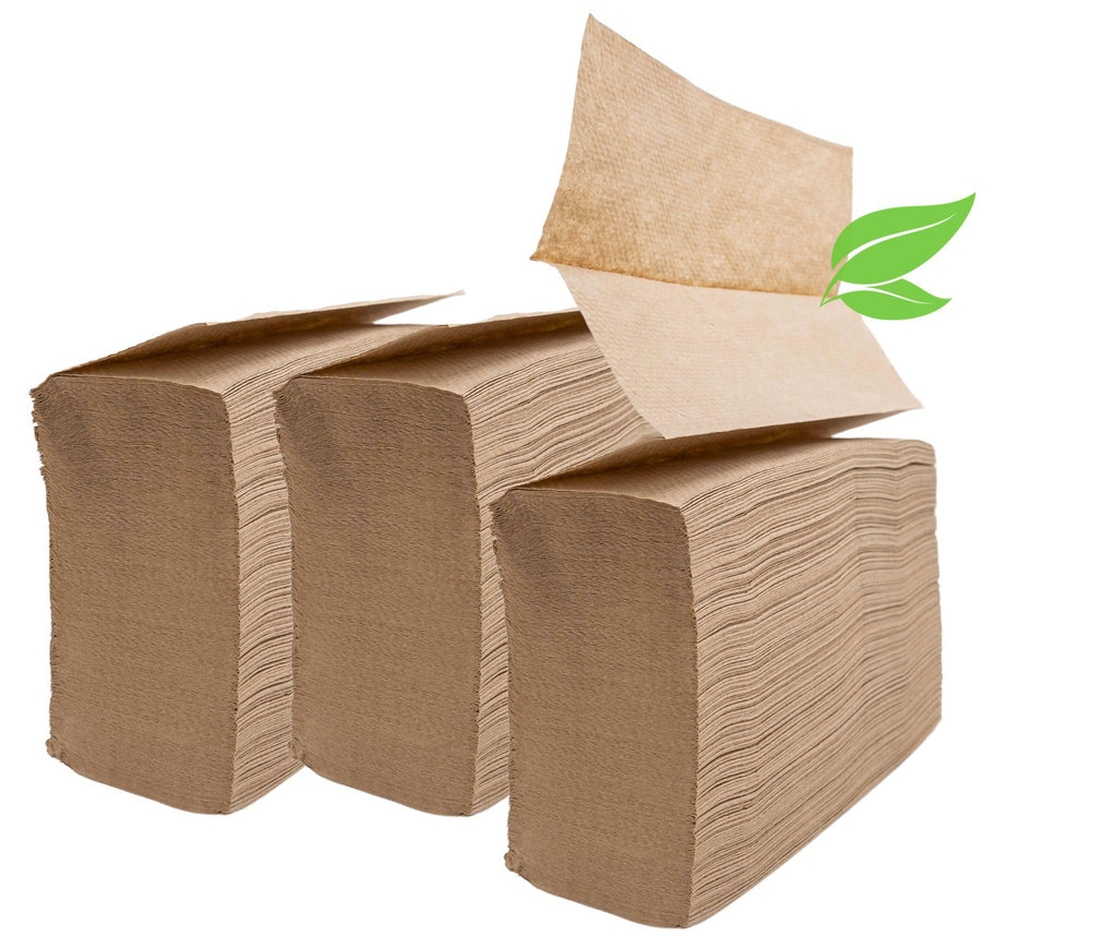 Brown Unbleached Z-Fold Paper Towels - 1000ct | All-Natural Recycled Multifold Paper Towel Refills Bulk - For Schools Workplace Home Kitchen