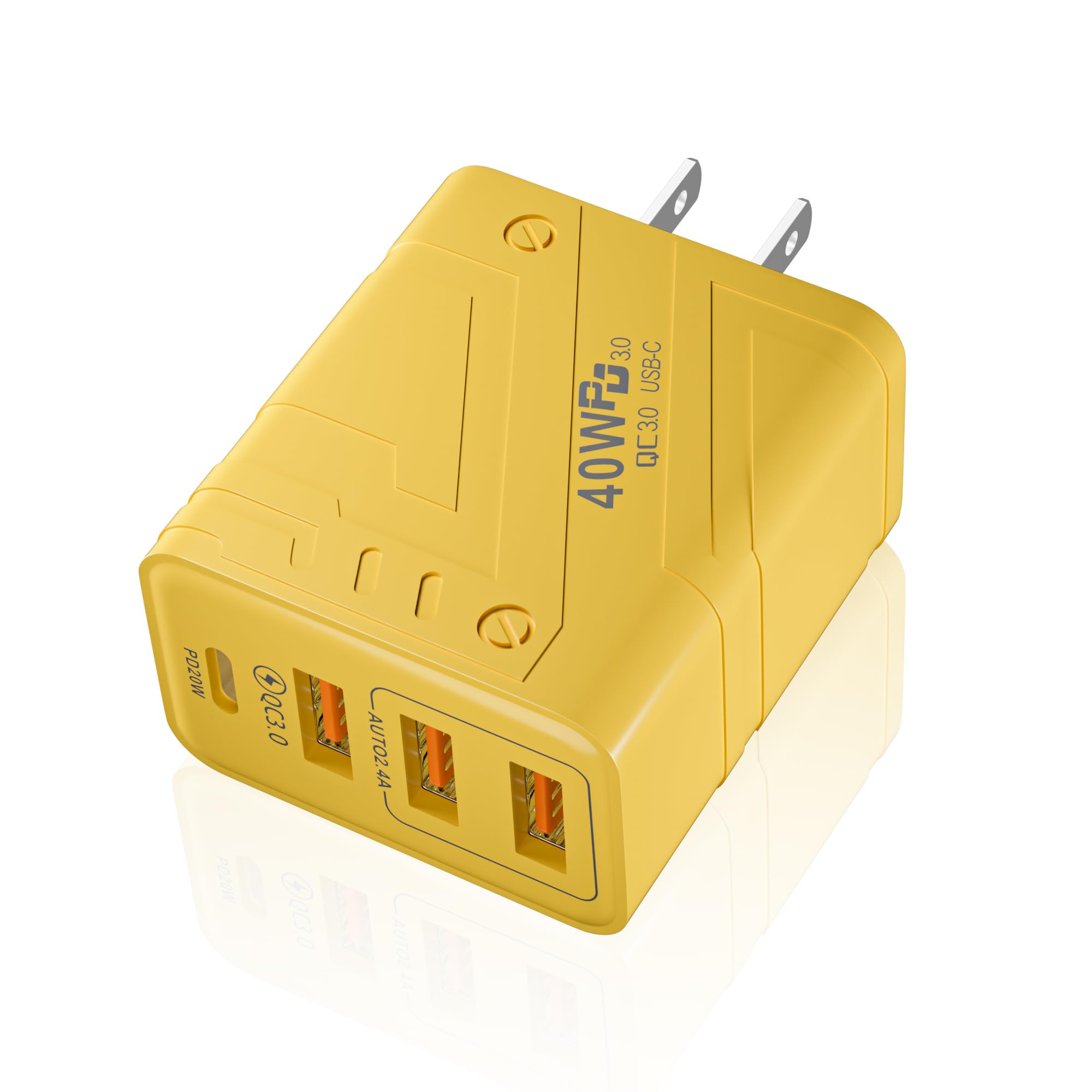 HATMINI 40W 4 Port USB C Fast Charging BlockDual USB A Port+QC3.0+PD Power Adapter Wall Plug Multiport Type C Charger Brick