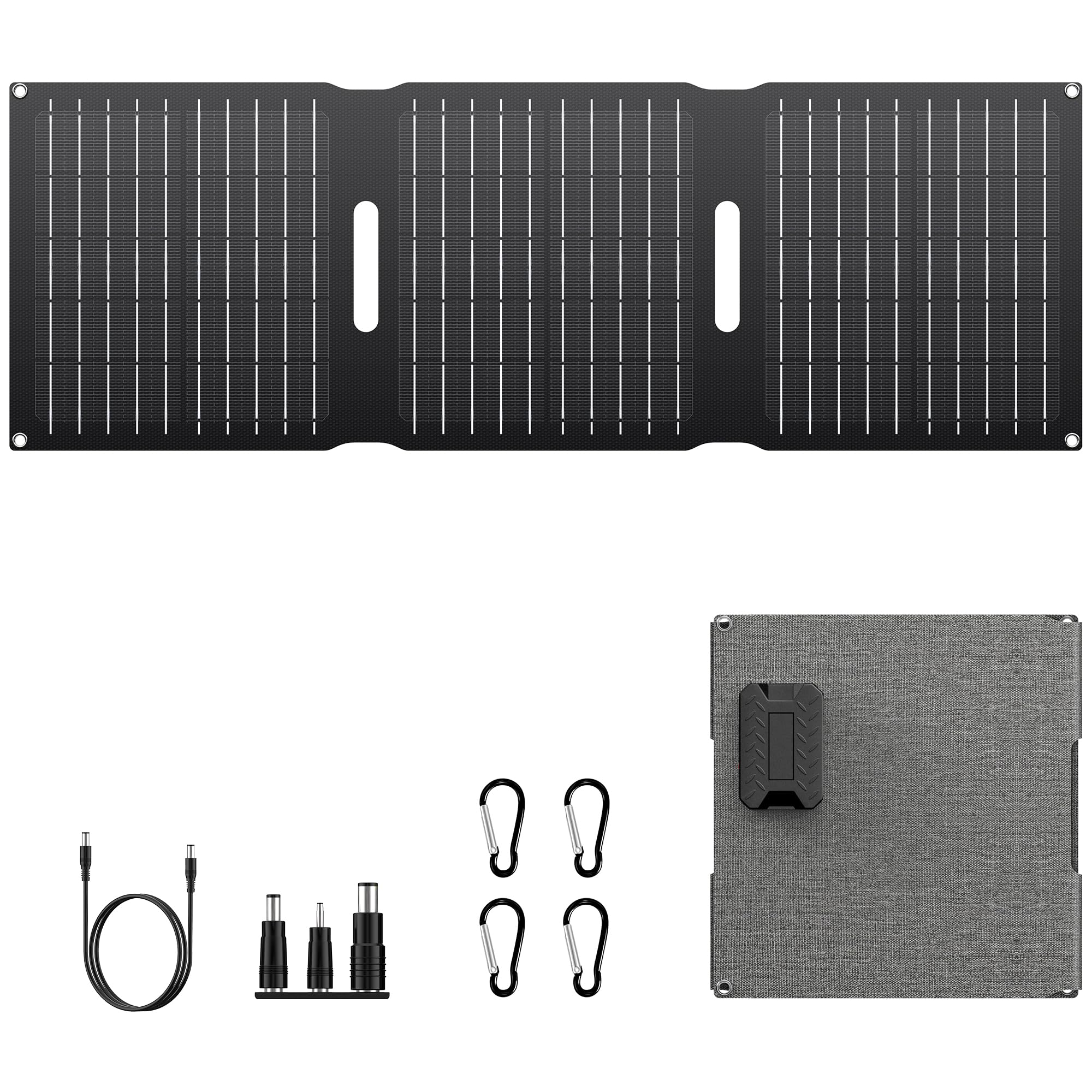 Powkey 22W Portable Solar Panel Chargers with 15W USB-A USB-C DC Output Foldable Power Emergency ETFE Panels Solar Battery Charger Compatible with Cell Phone iPad for Backpacking Camping Hiking