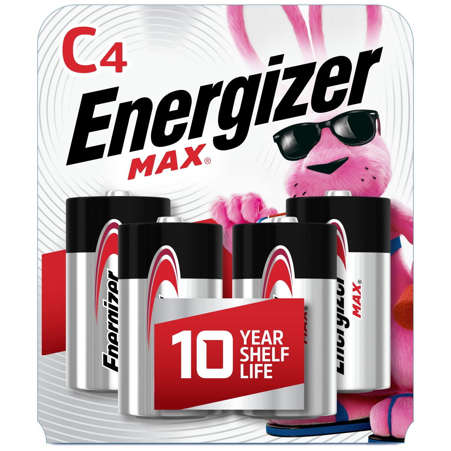 Energizer 30039800039768 Max C Batteries Premium Alkaline C Cell Batteries (4 Battery Count) Silver